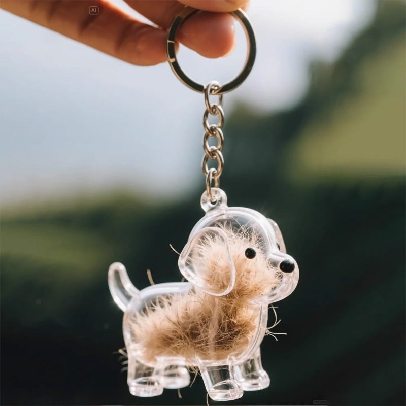 Dog Fur Storage Cute Pendant Keychain Bag Charm