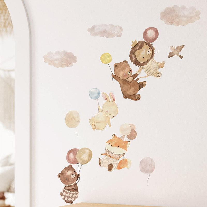 Cartoon Small Animal Balloon Cloud Children's Room Decorative Wall Sticker