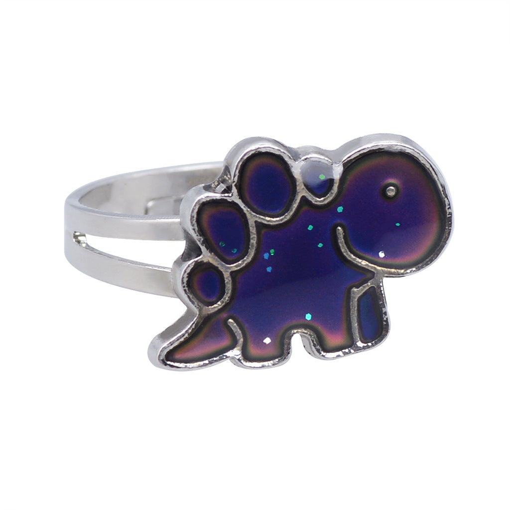 Fashion Cartoon Little Dinosaur Ring Thermochromic Ring