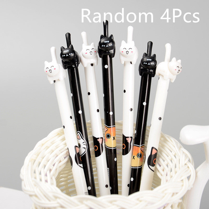 Black White Cat Pattern Office School Supplies Gel Pen
