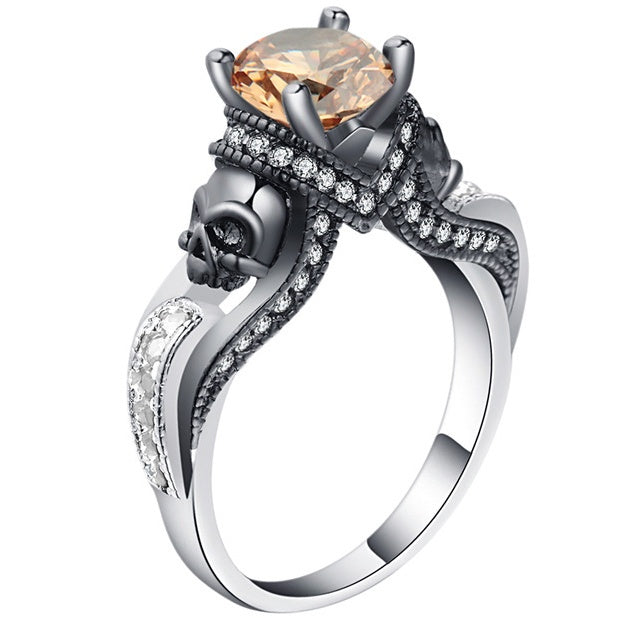 Hainon Women's Skull Ring European and American Punk style Motor Biker Men Party Ring Birthday stone skull men's jewelry Rings