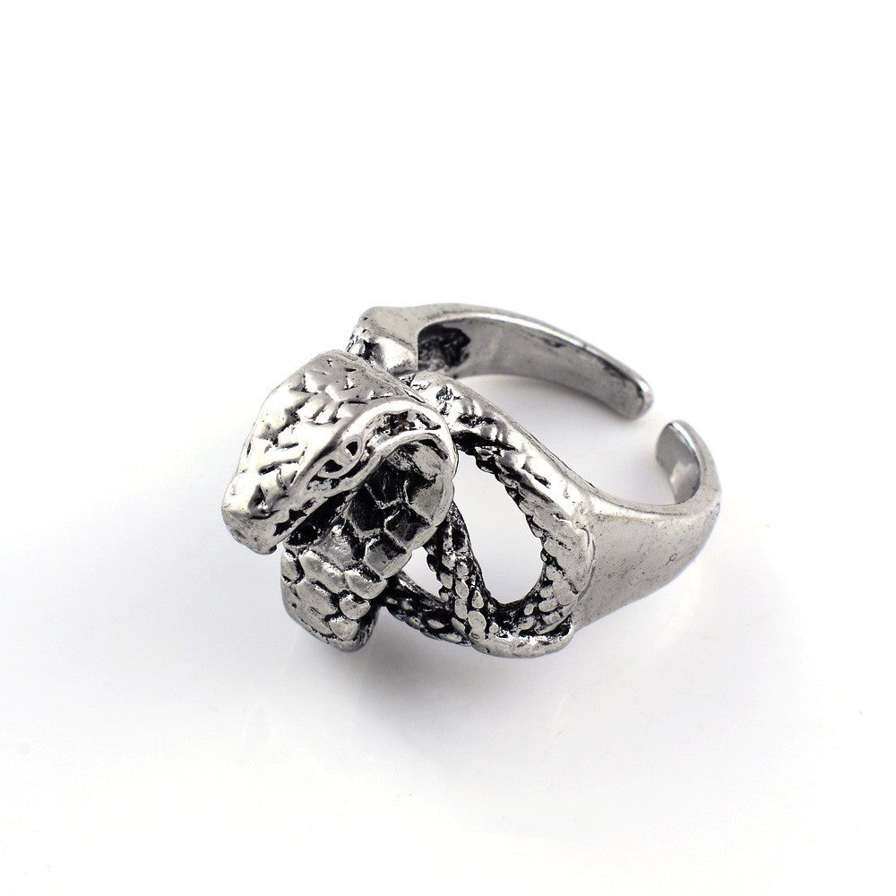 Animal Spirit Snake European And American Retro Punk Exaggerated And Personalized Men And Women Winding Snake Animal Opening Ring