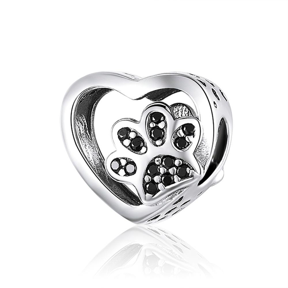 Heart shaped cat paw print beads