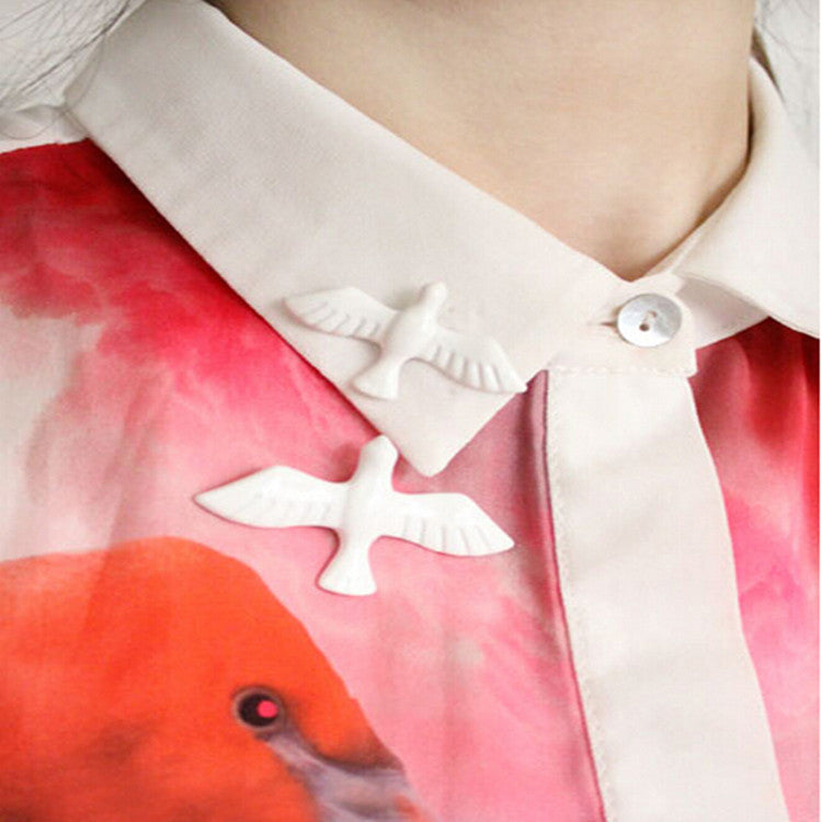 Artistic White Pigeon Vintage Metal White Pigeon Peace Dove Brooch Badge Collar Pin