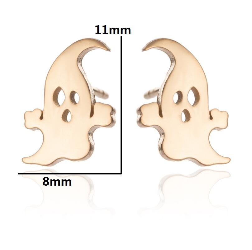 Simple Stainless Steel Ghost Stud Earrings Small Animal