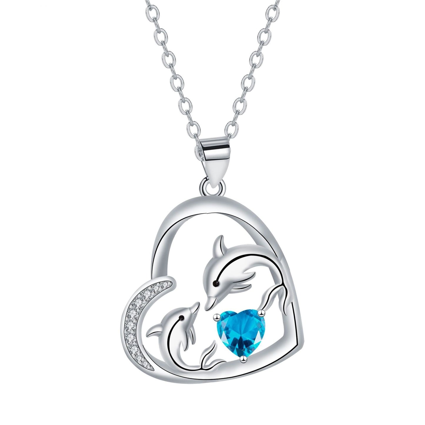 Dolphin Affectionate Eye-to-eye Pendant Necklace Women's Jewelry Ornament