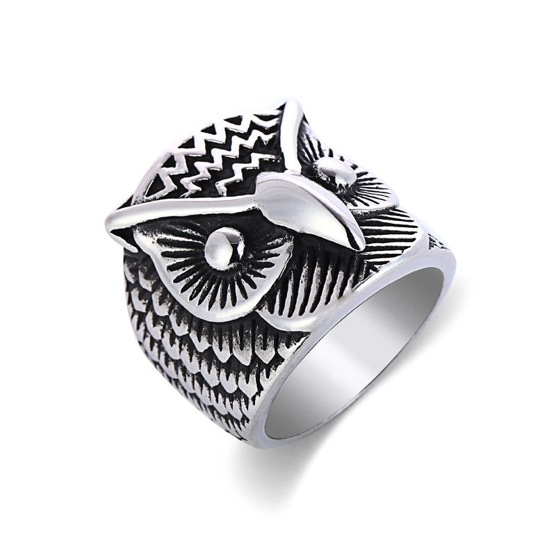 Animal Stainless Owl Titanium Steel Ring