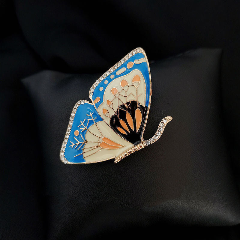 Vintage Butterfly Drip Glazed Enamel Brooch For Women