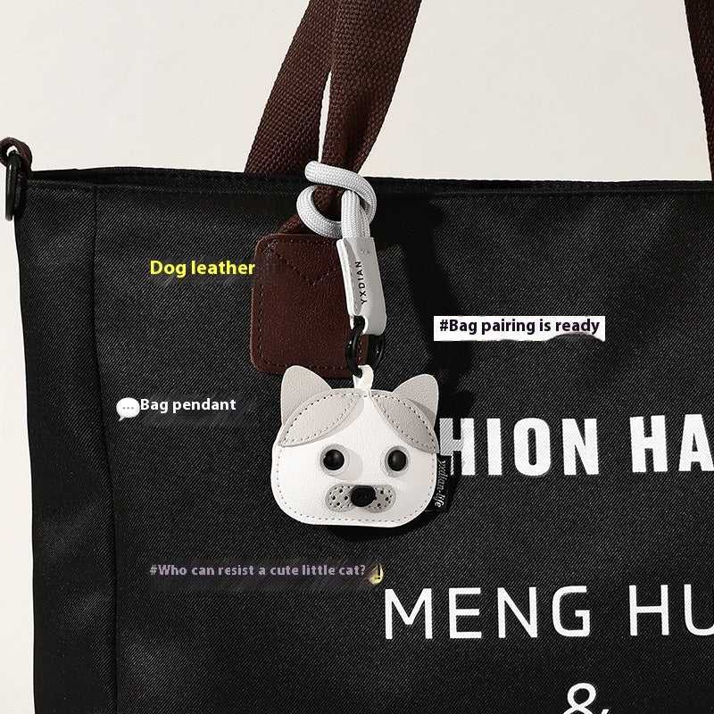Cute Leather Puppy Kitten Simple Cartoon Car Keychain Pendant