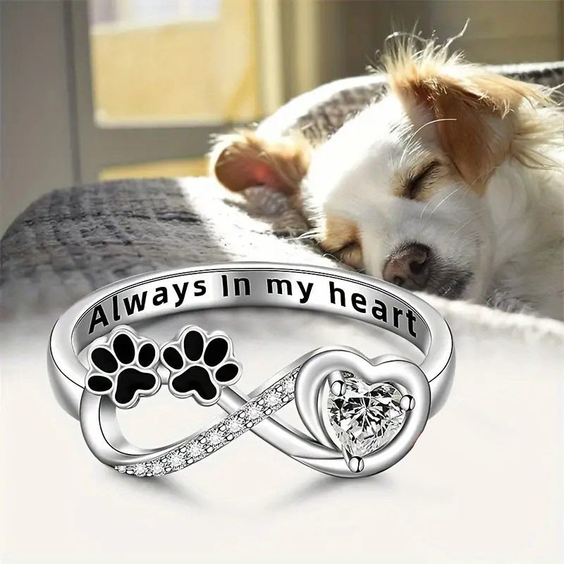 Small Dog Paw Prints Ring