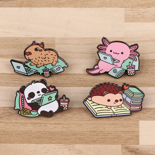 Panda Hedgehog Capybara Giant Salamander Animal Badge Oil Drip Brooch