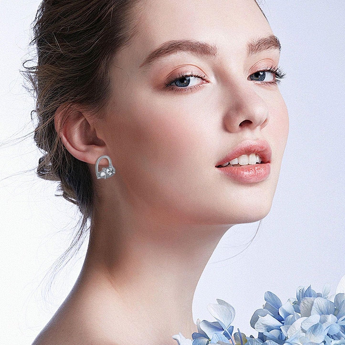 925 Silver Needle Animal Stud Earrings Dog