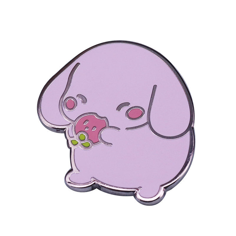 Cute Strawberry Dog Brooch, Metal Enamel Badge, Lapel Pin