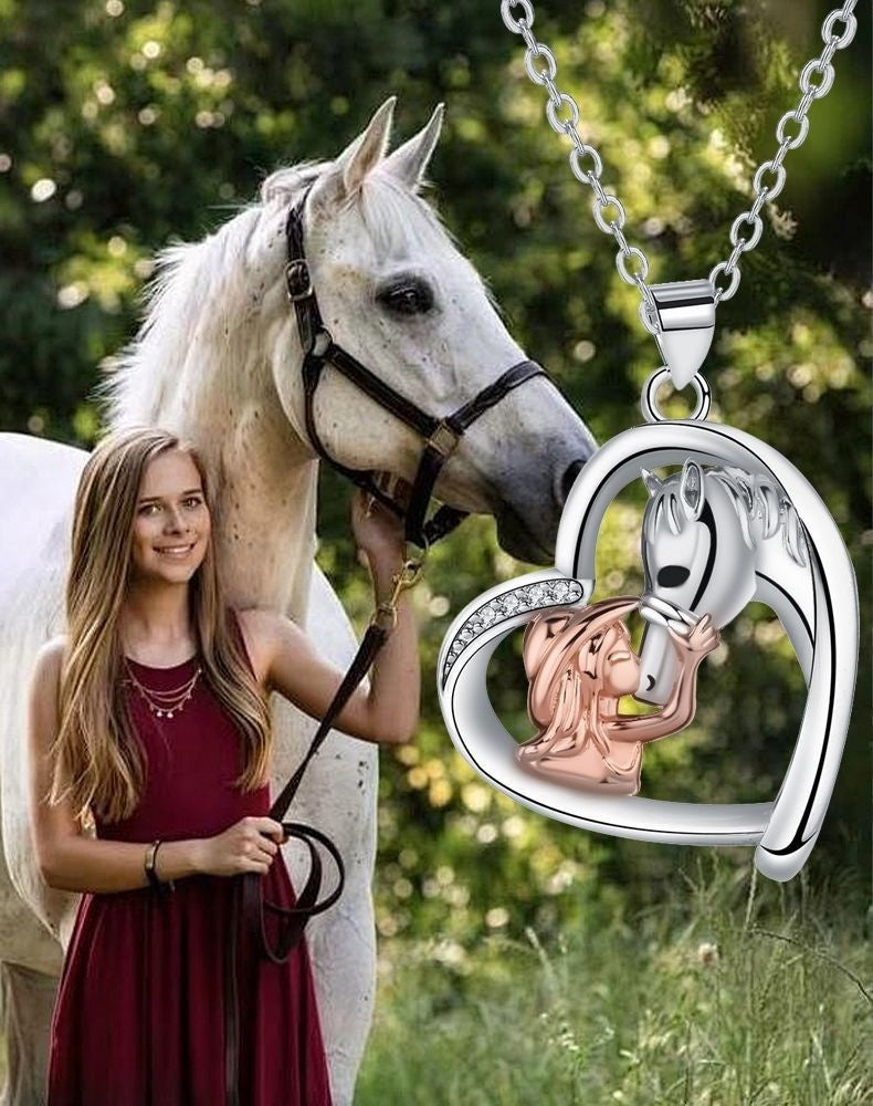 Girl And Horse Necklace Female Warm Design Jewelry