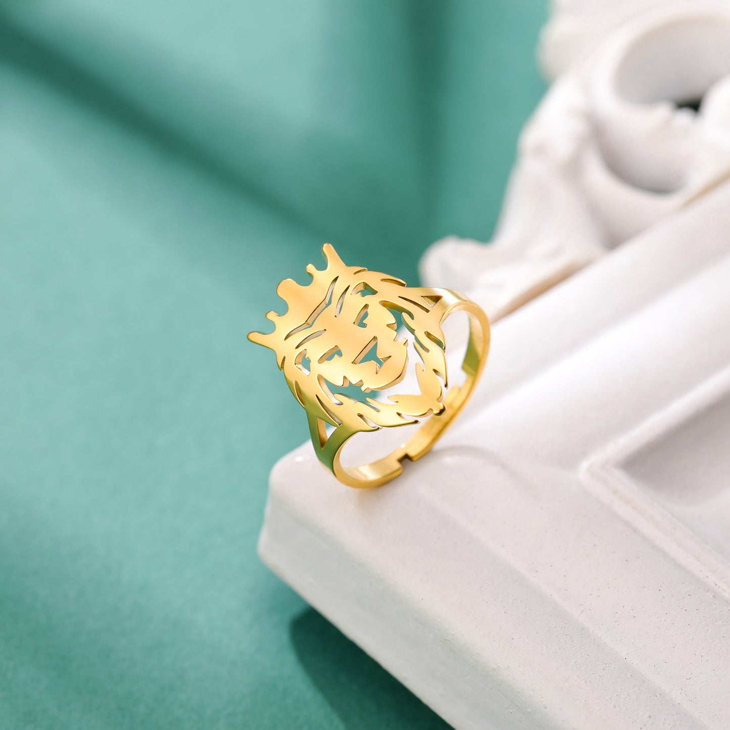 INS Hip-Hop Punk Style Animal Series Lion Head Ring