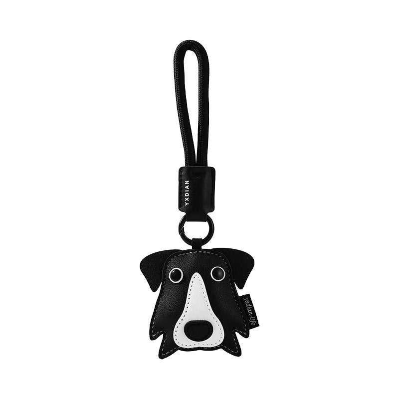 Cute Leather Puppy Kitten Simple Cartoon Car Keychain Pendant