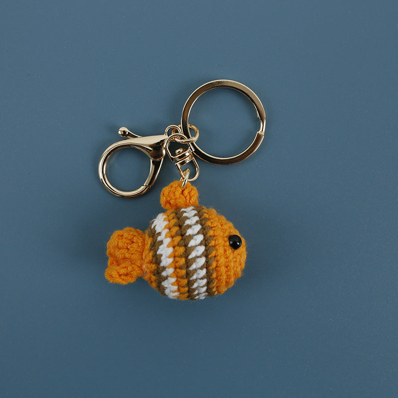 Creative Hand Crocheted Clownfish Pendant Keychain