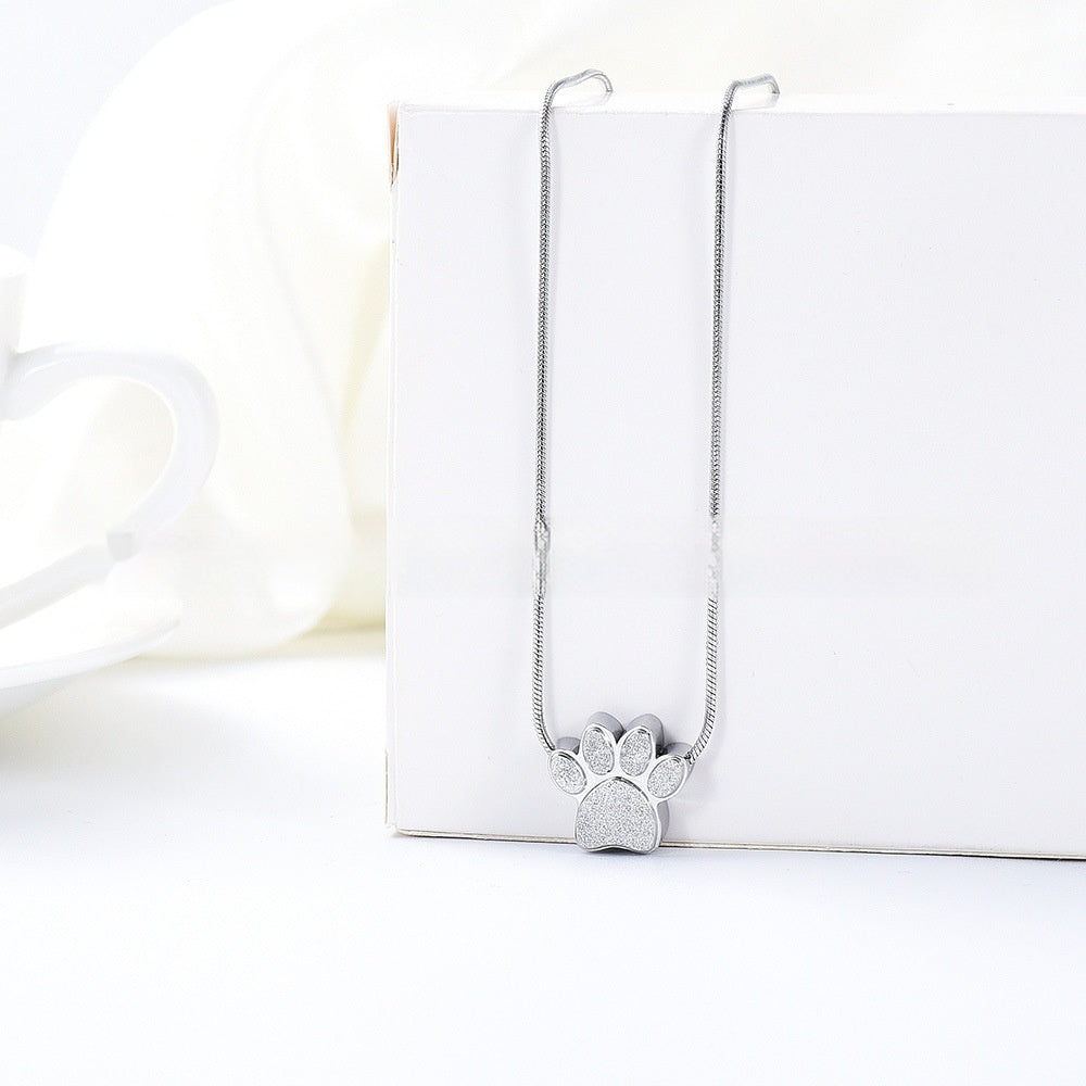 All-match Titanium Steel Animal Paw Print Pendant