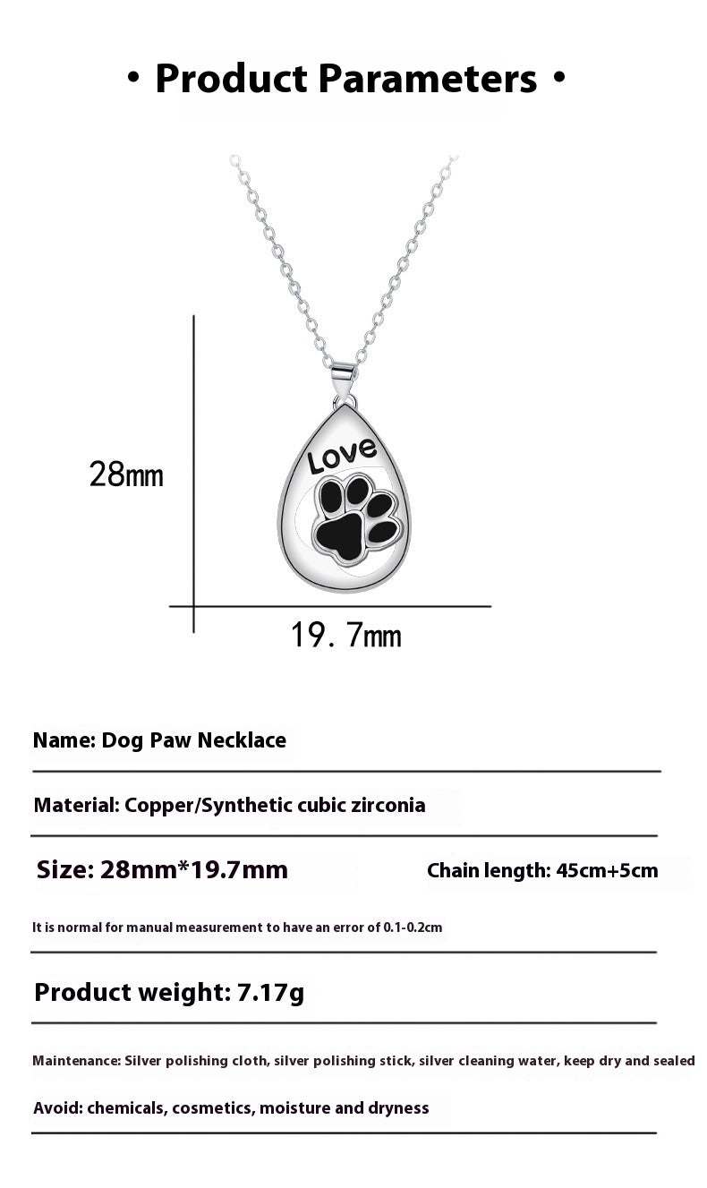 Pet Footprints Pendant Necklace Women's Fashion Design Jewelry