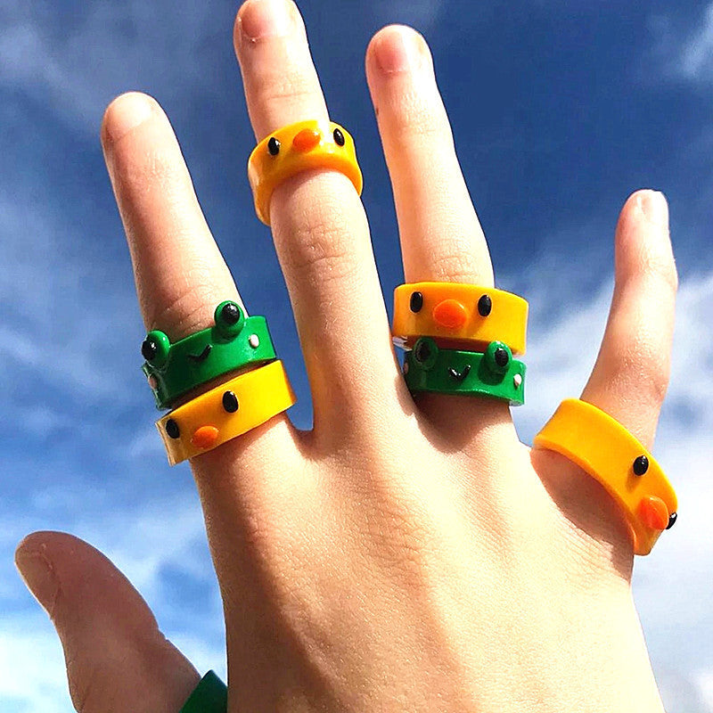 Fashion Creative Cute Chick Animal Resin Ring