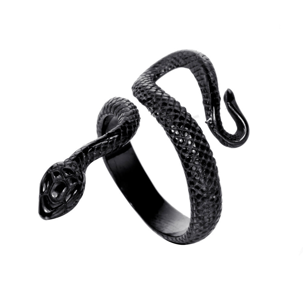 Animal Spirit Snake European And American Retro Punk Exaggerated And Personalized Men And Women Winding Snake Animal Opening Ring