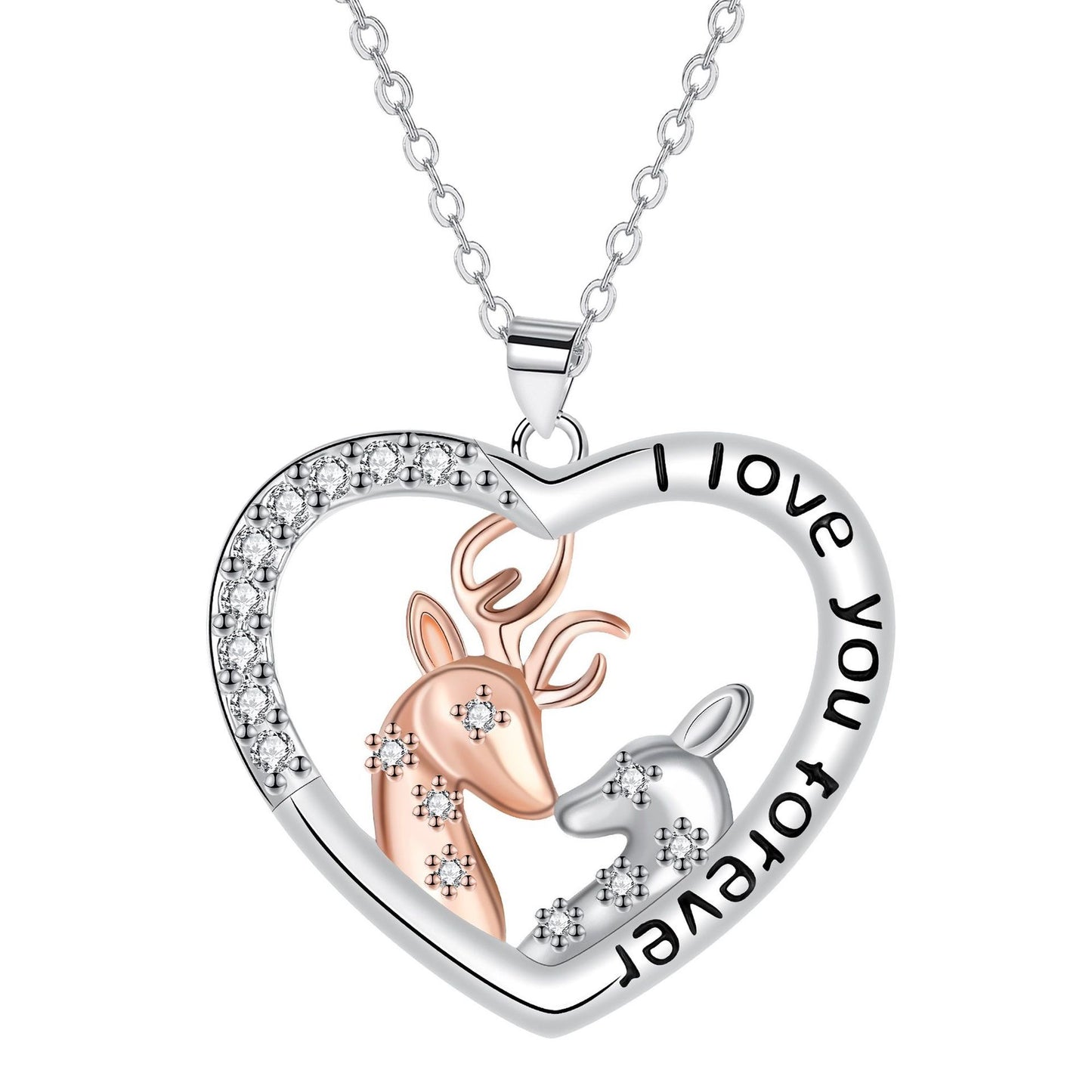 Sika Deer Jewelry Mother And Daughter Heart-shaped Pendant Necklace For Women