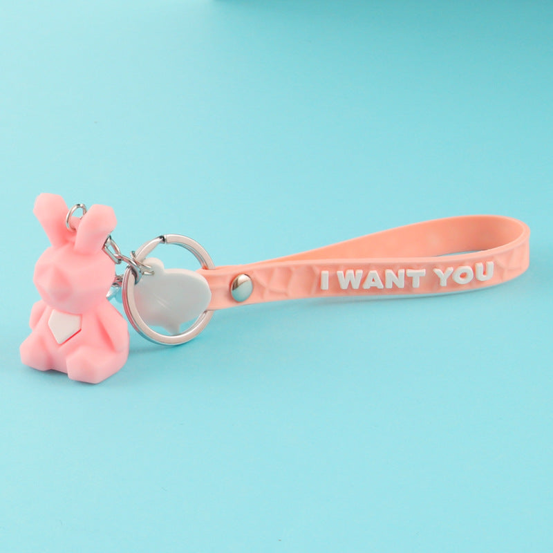 Cartoon geometric face animal keychain