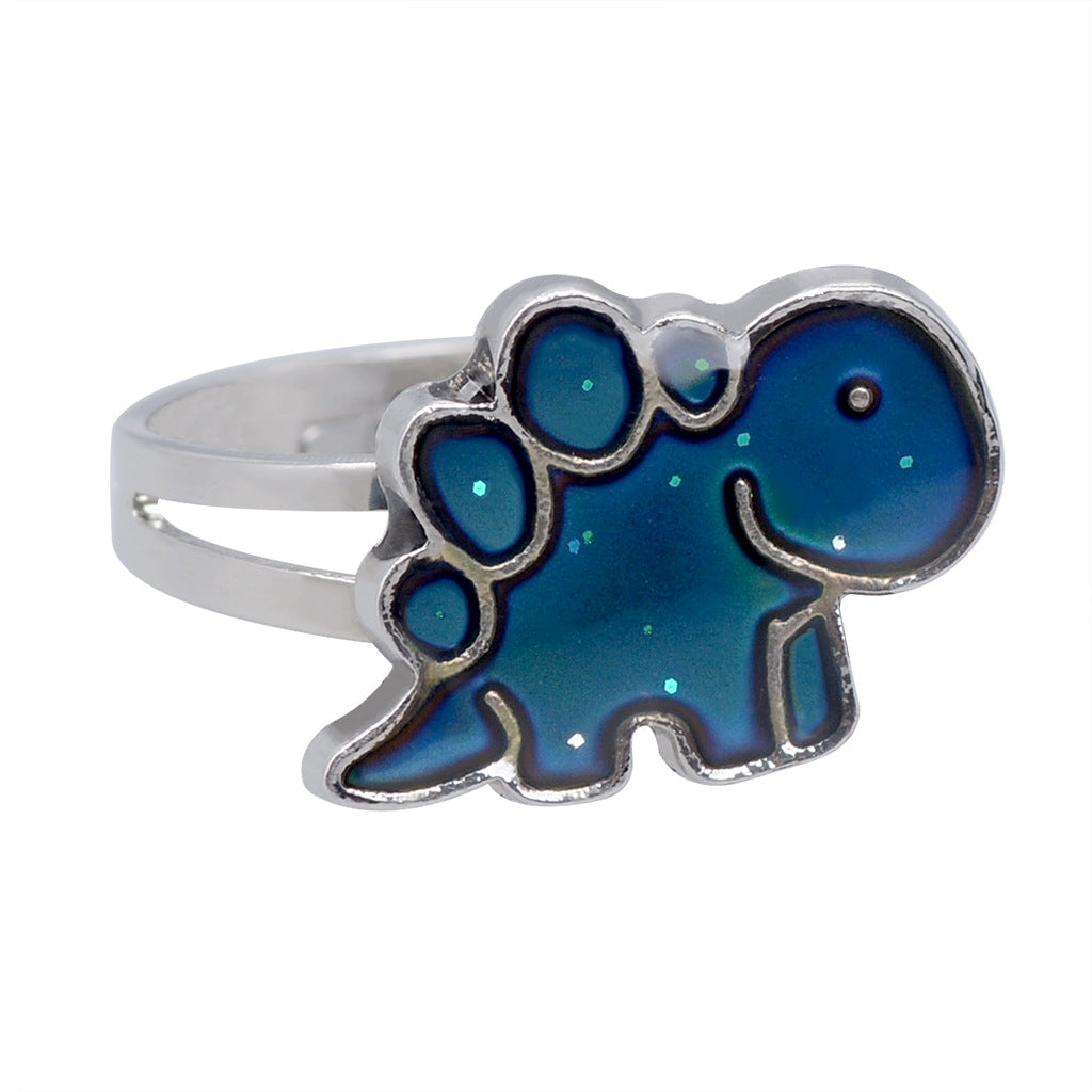 Fashion Cartoon Little Dinosaur Ring Thermochromic Ring