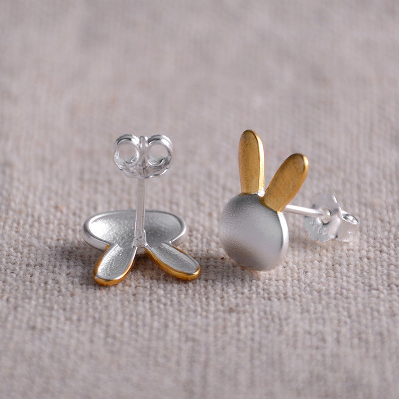 Fashion Women 925 Sterling Silver Plain Cute Animal Rabbit Earring