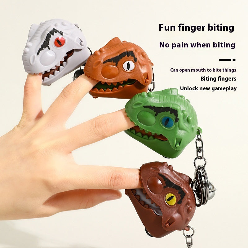 Creative Bite Finger Dinosaur Head Pull Back Car Keychain Pendant