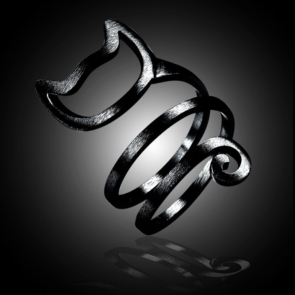 Fashion Cat Ring Matte Kitten Cat Wrap Animal Finger Ring For Young Girl Women Adjustable Ring