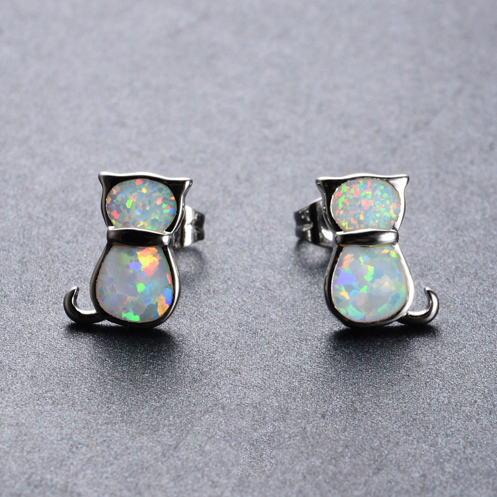 Women's Fashion Statement Cat Stud Earrings