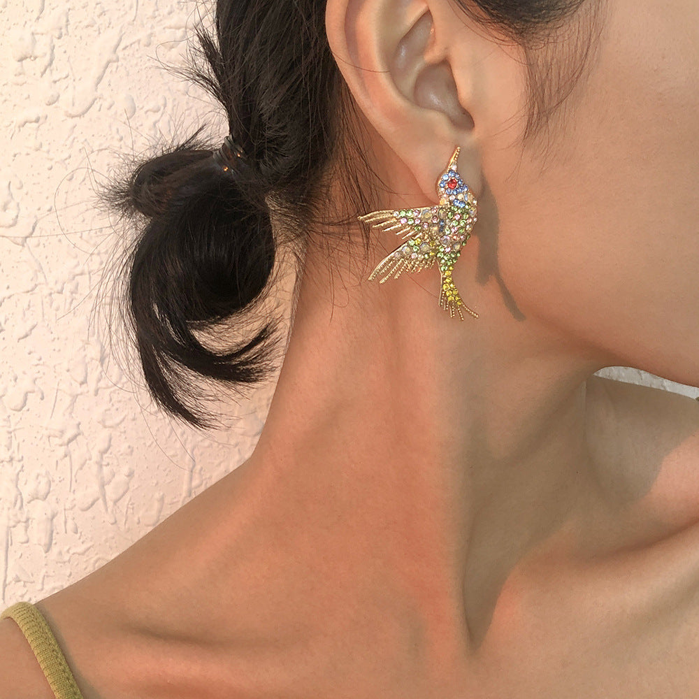 Fashion Small Animal Diamond Tassel Earrings
