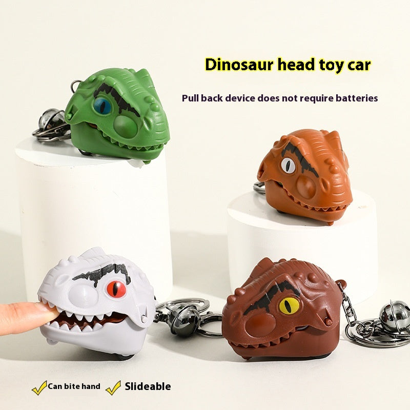 Creative Bite Finger Dinosaur Head Pull Back Car Keychain Pendant