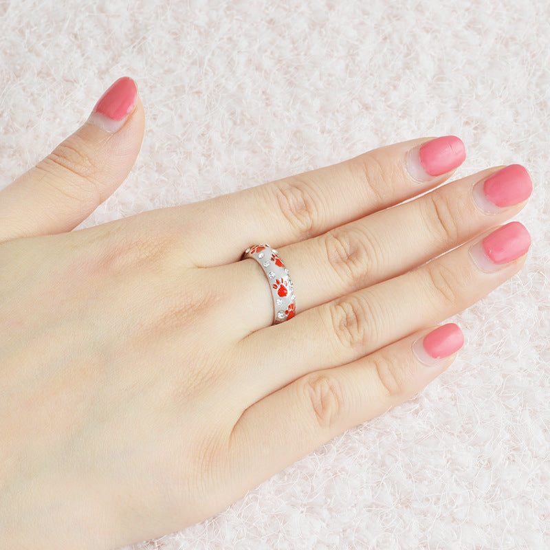 Pet paw print diamond ring