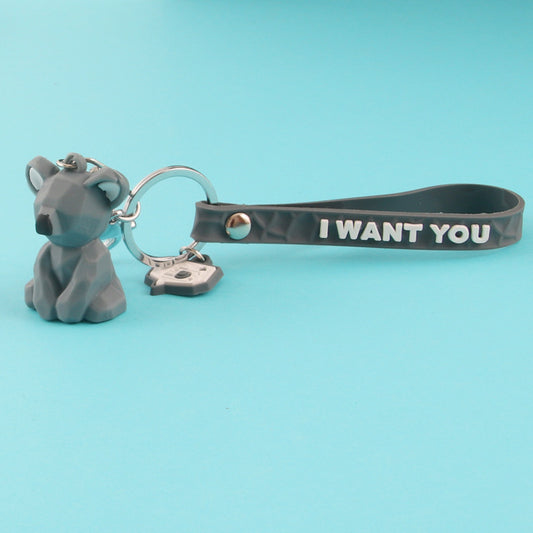 Cartoon geometric face animal keychain