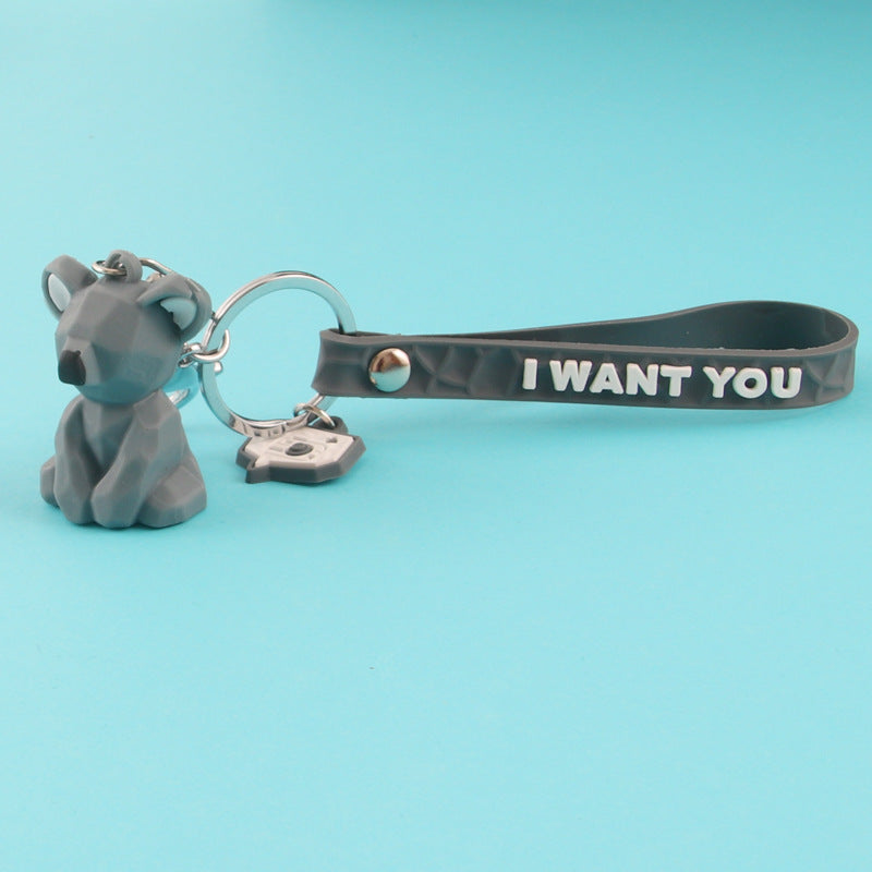 Cartoon geometric face animal keychain