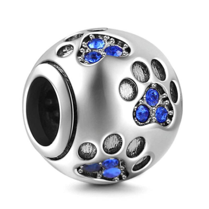 S925 sterling silver paw print diy bracelet accessories