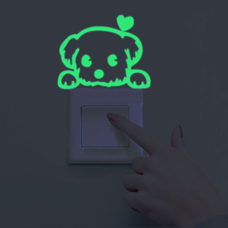 Carved Glow Sticker Cute Pet Luminous Wall Stickers Living Room Bedroom Socket Stickers