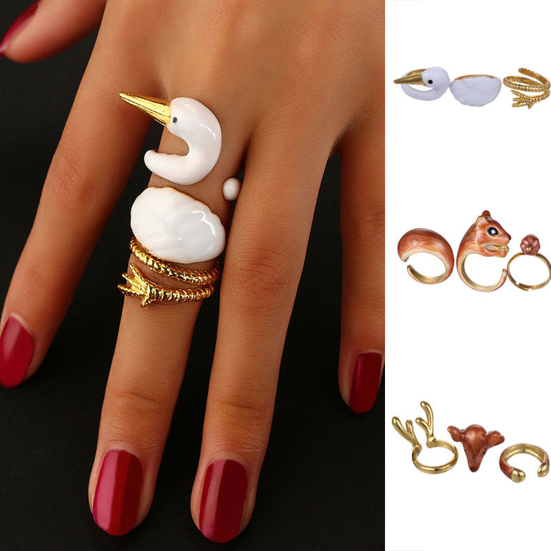Vintage animal three-piece ring
