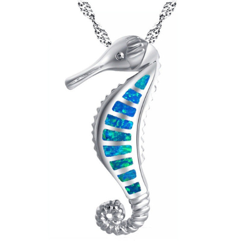 Seahorse Opal Necklace Pendant European And American Fashion Jewelry