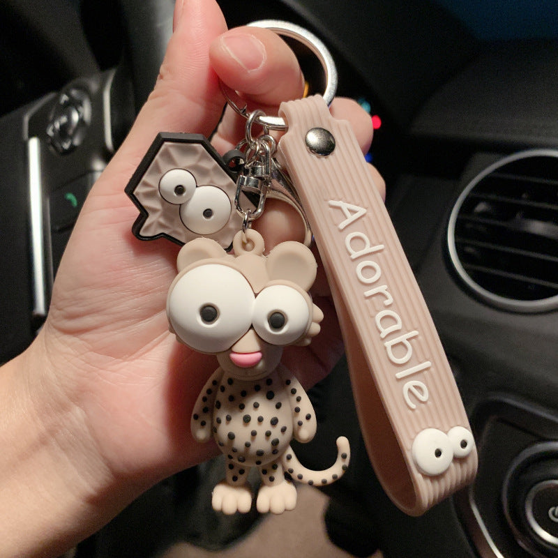 new ugly cute big eye bull keychain cute elephant key chain silicone cartoon animal keyring bag pendant pendant