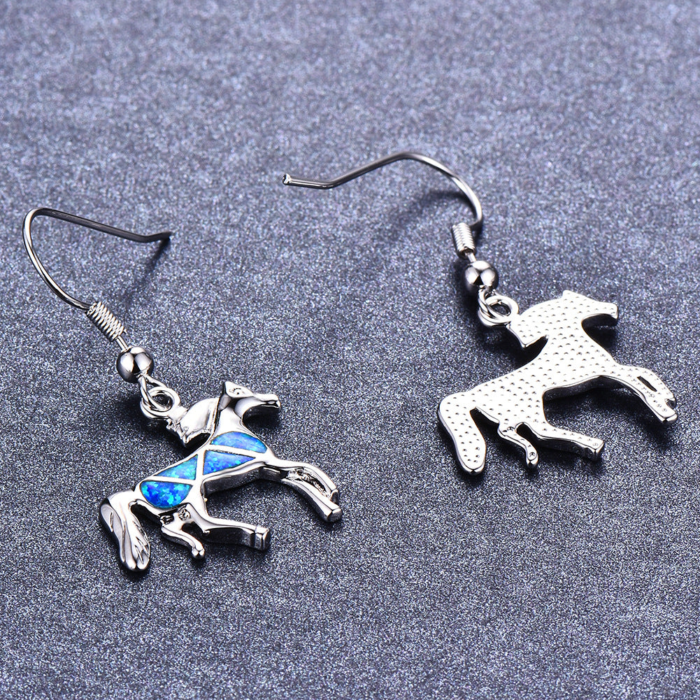 Opal small animal pony earrings