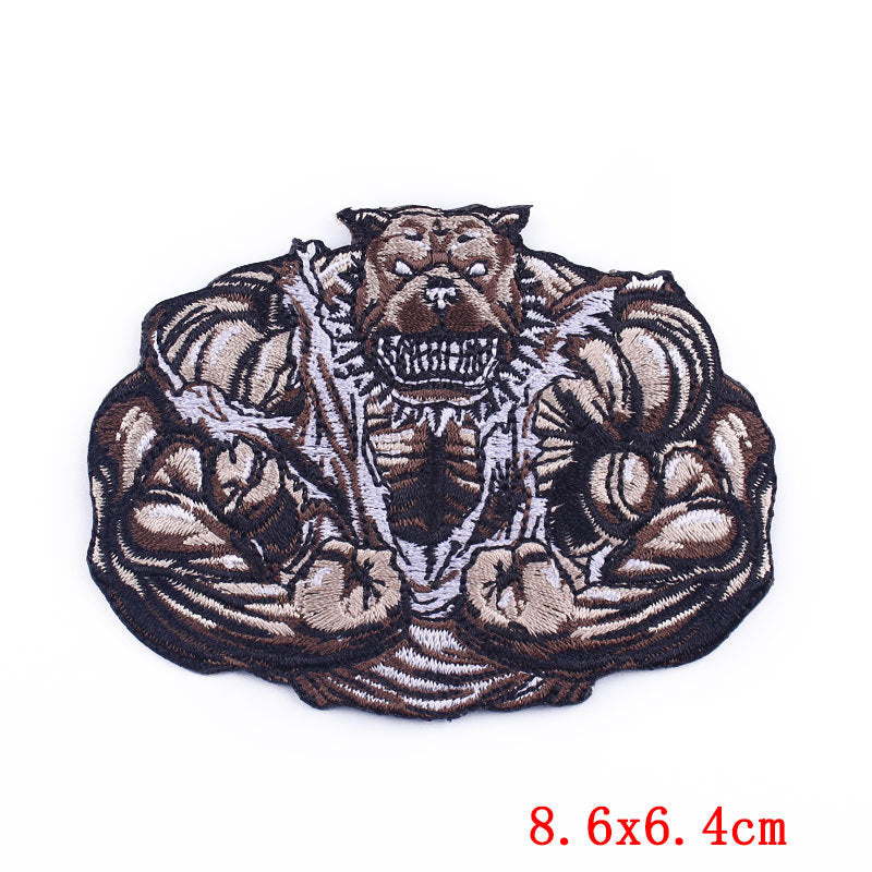 Fierce Animal Cloth Sticker Punk Muscle Animal Embroidery