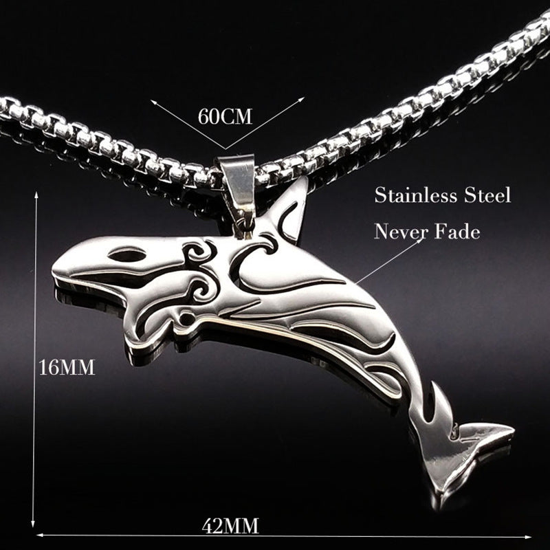Stainless Steel Shark Charm Necklace Jewelry