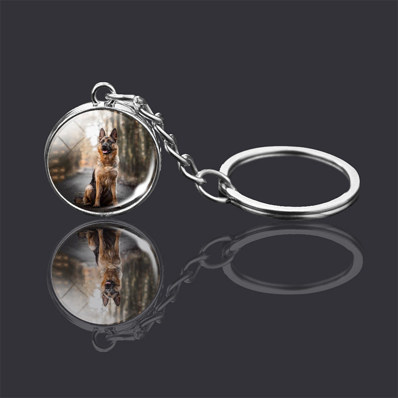 Animal Double Sided Glass Ball Keychain Ornament