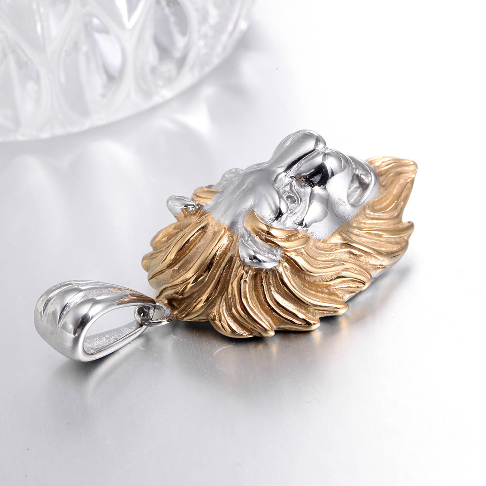 Titanium Steel Jewelry Fashion Hollow Lion Head Stainless Steel Pendant