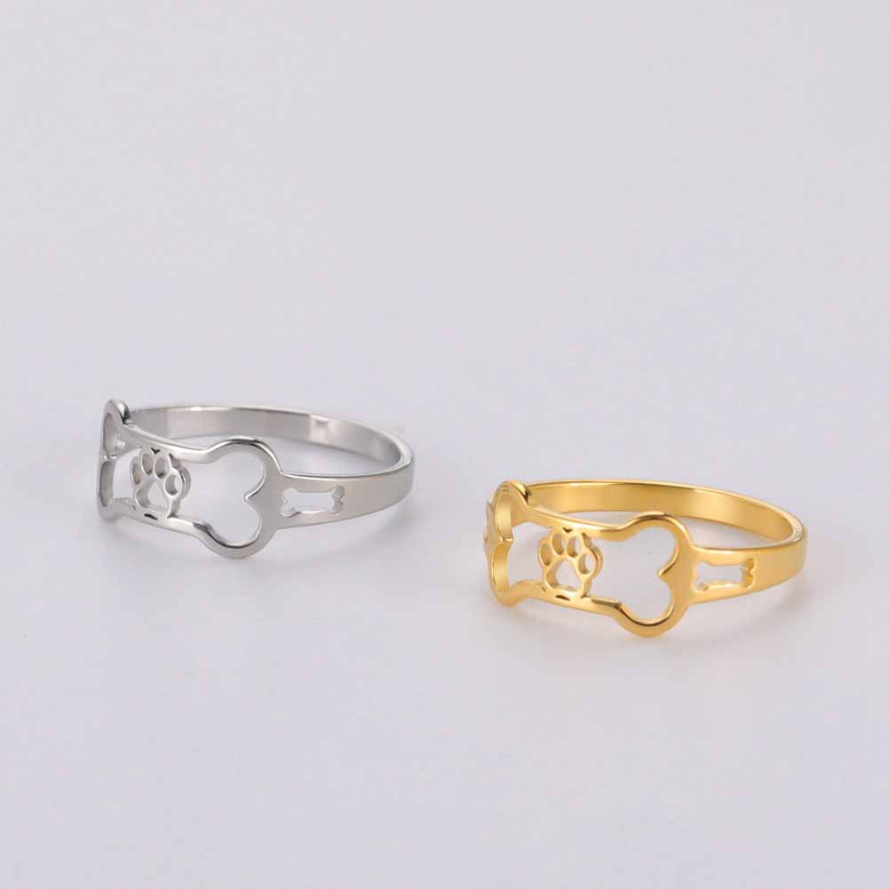 Fashion Bone Animal Dog Footprint Ring