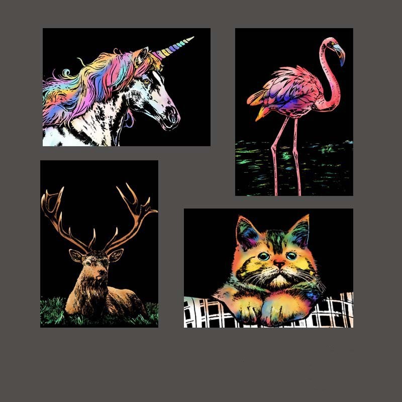 Colorful animal scratch paper