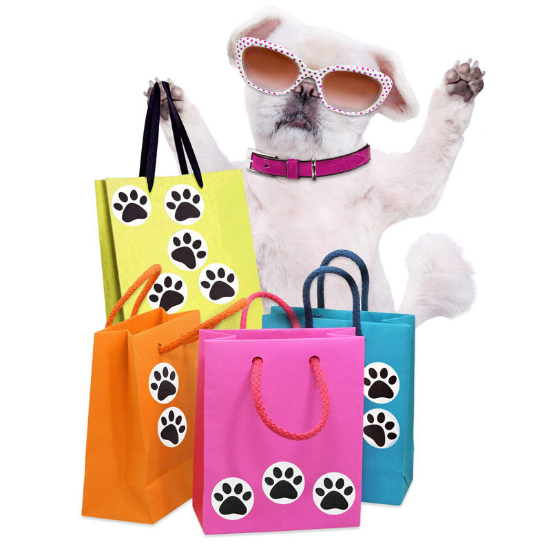 Black round bear paw dog paw print sticker sticker